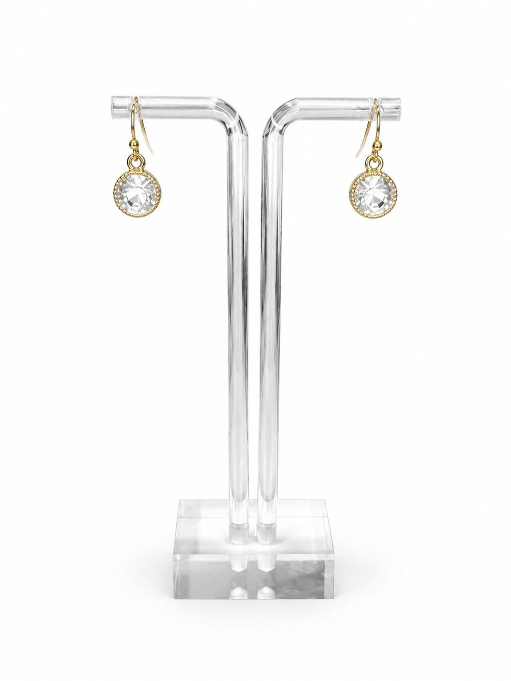 Repurposed Clear Crystal Gold-Tone Drop Earrings